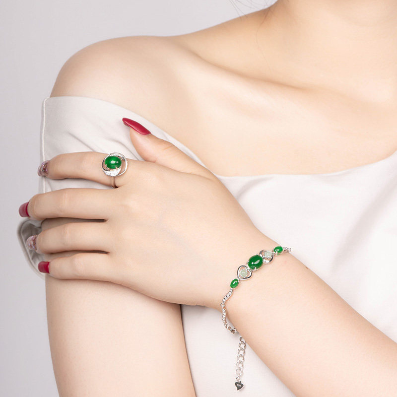 leqiyuan戒指女款S925纯银镶翡翠绿宝石戒指活口时尚饰品,淘宝优惠券,粉丝福利购,淘宝优惠卷