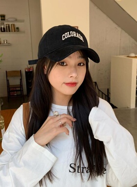 棒球帽鸭舌帽弯檐显脸小刺绣