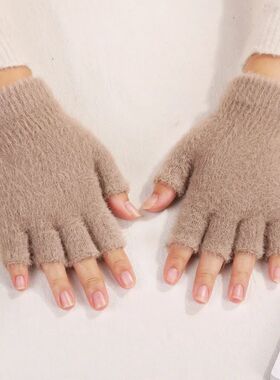 Winter Warm Knit Gloves Half Finger Men Women Thermal Gloves