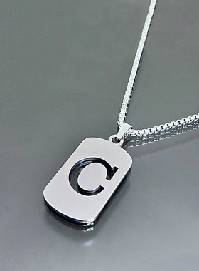 26 letter necklace, steel chain, male and female