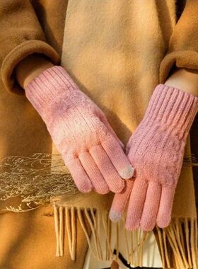 Warm women gloves for autumn winter touch screen double laye