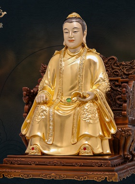 东来紫黄铜常仙太爷常仙太奶神像摆件工艺品装饰家居供奉铜摆件