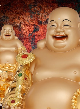 东来紫弥勒菩萨佛像京铜铜像笑佛乔迁开业黄铜家用供奉装饰摆件