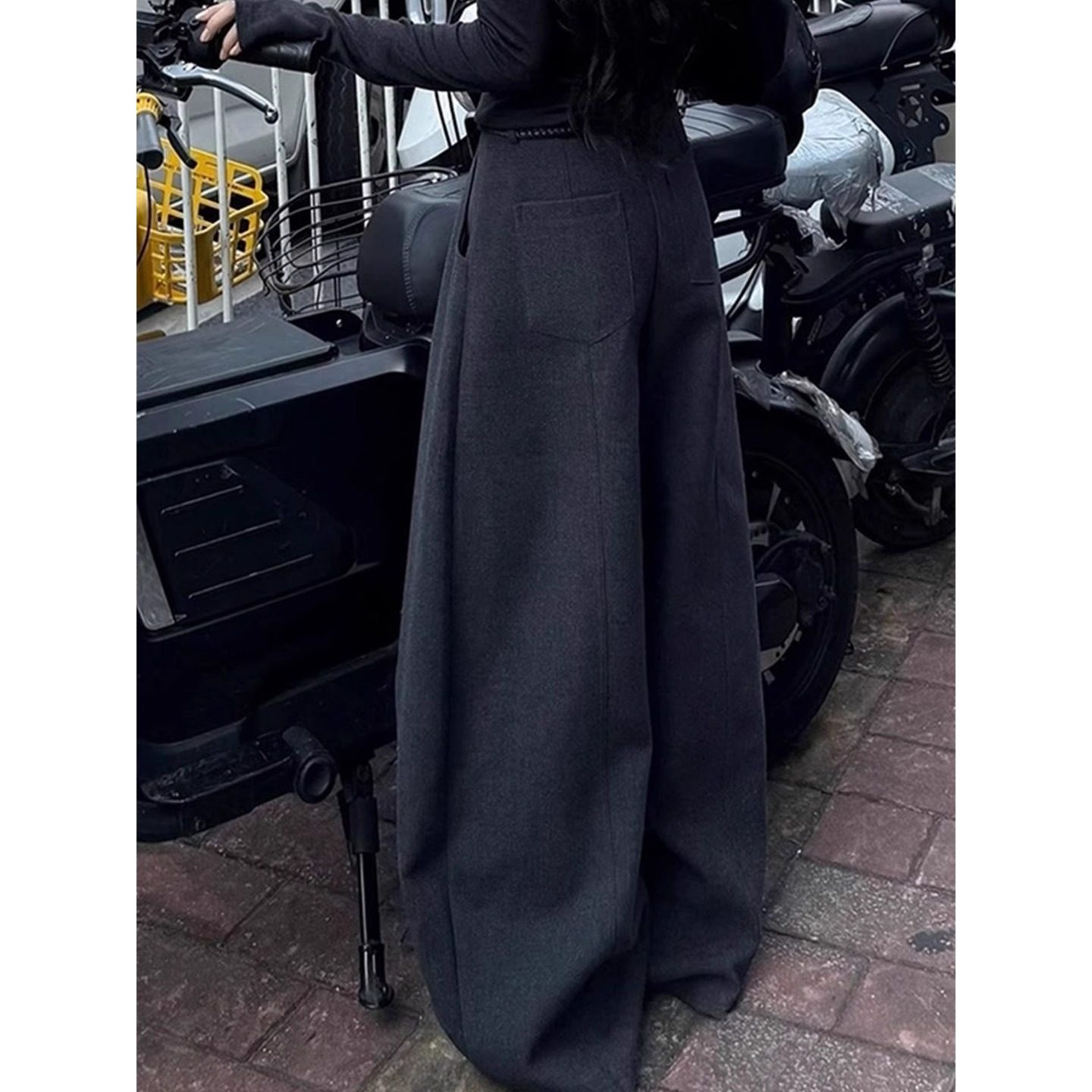 高个子超长深灰色加绒毛呢西装裤女秋冬高腰宽松加长拖地弯刀裤子,淘宝优惠券,粉丝福利购,淘宝优惠卷