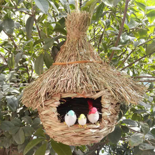 手工草编鸟巢 草编鸟窝鸟笼小鸟用品花园别墅天花工程装饰 - 图0