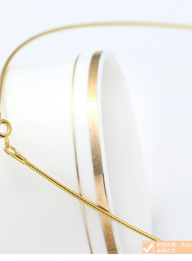 纯银镀18k短款光面项圈厘米吊坠