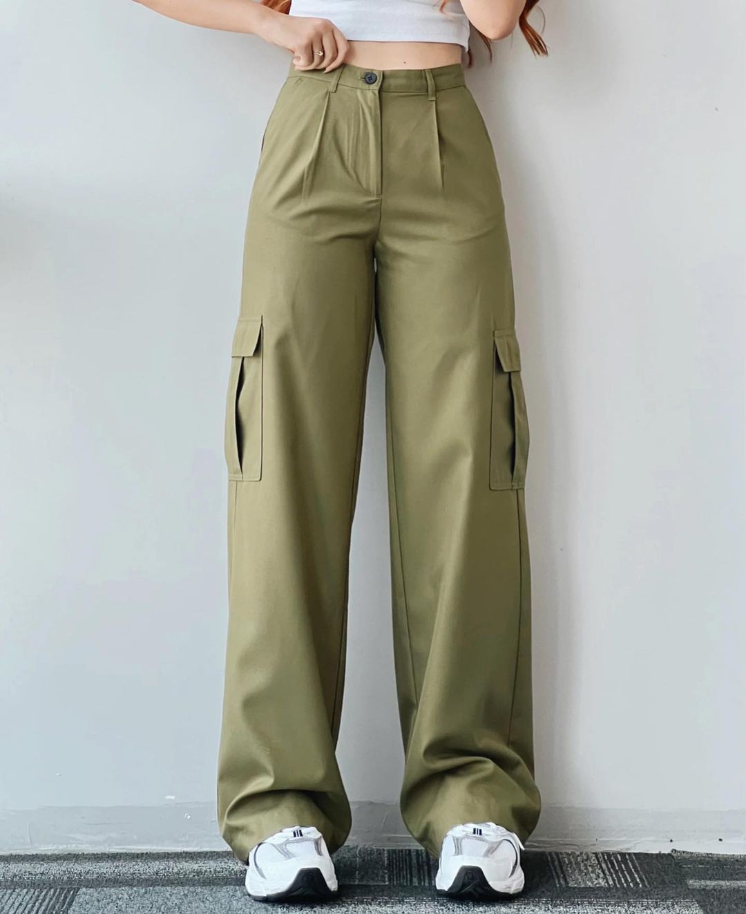 Straight Leg Cargo Pants Women HighWaist Baggy Trousers Lady - 图0