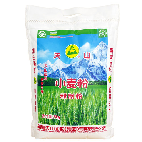 新疆天山面粉精制粉5斤10斤10kg高拉面中筋新强精冬麦家用 小麦粉 - 图1