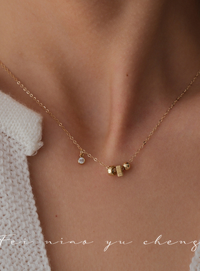 飞鸟屿城/原创手作简约路路通项链女小众设计轻奢日常锆石锁骨链