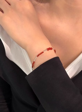 飞鸟屿城「红日」原创手作高品质7A红玛瑙串珠细手链手串喜庆新年