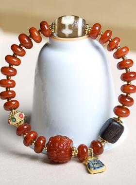 西藏天珠南红玛瑙手链女士盘珠