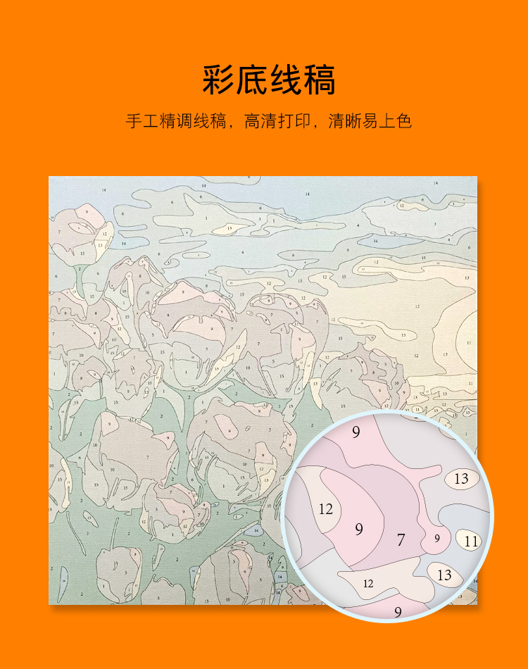 diy数字油画玫瑰花填充填色油彩画肌理画手绘涂色客厅装饰画治愈-图2