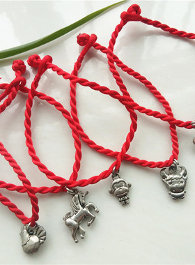 牛年红绳手链串银饰貔貅平安锁