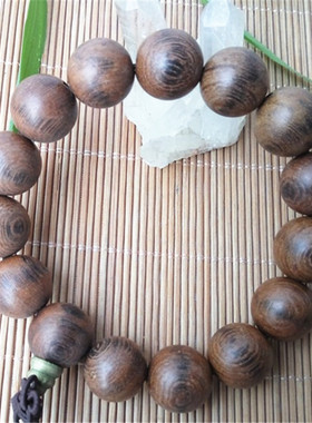 天然鸡翅木佛头手链单圈男