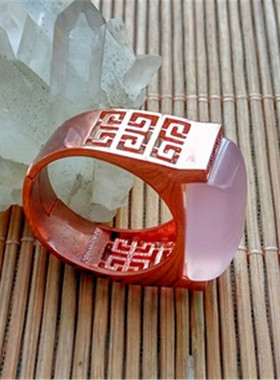 粉玉髓玫瑰金活扣戒指送老婆女