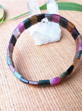 红黄蓝绿彩色宝石天然碧玺手排