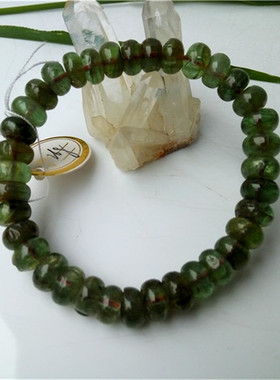 绿碧玺算盘珠手链宝石绿色片状