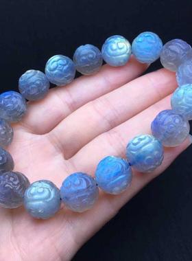 灰蓝回纹珠手链月光石珍藏男女