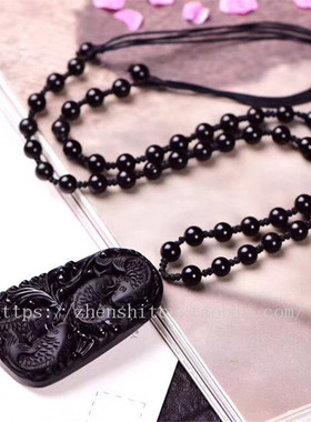 鲤鱼挂件天然黑曜石四季发财吊坠