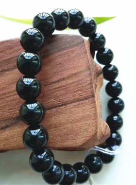 男女情侣810246MM天然黑碧玺手链