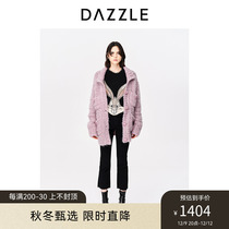 DAZZLE ground vegan spring autumn French style Lazy Wind Purple Coarse Line Knit Mid sweater cardigan cardigan jacket blouse