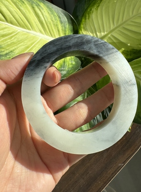 籽料青花手镯内径53-58mm宽版轮胎镯油润细腻带证书