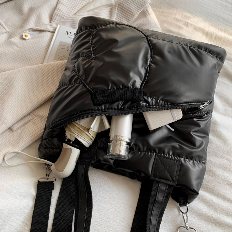 女士棉包包2022秋冬季韩版休闲女包太空包包羽绒包单肩斜跨手提包 - 图2