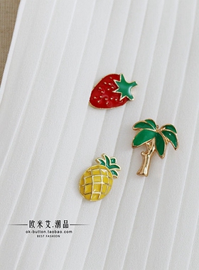 椰树菠萝胸针个性时尚度假风饰品