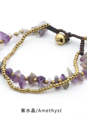 【茜茜珠饰】天然水晶玛瑙彩色贝壳碎石手链彩色不规则手串 14色