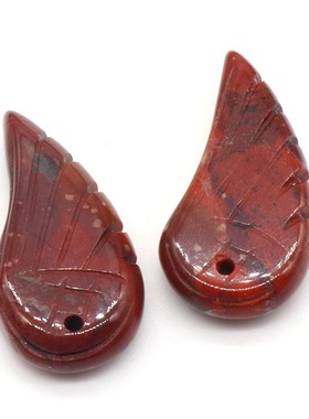 【茜茜珠饰】天然紫水晶东陵玉雕刻翅膀粉晶虎眼石羽毛吊坠 20色