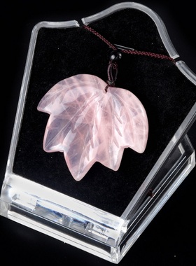 【茜茜珠饰】天然水晶玛瑙石加拿大枫叶项链虎眼石粉晶树叶 17色