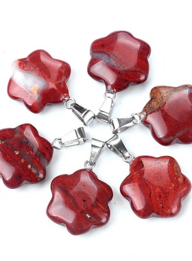 【茜茜珠饰】花朵吊坠天然水晶石头花形diy项链耳环饰品材料 17色