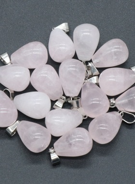 【茜茜珠饰】天然半宝石圆水滴吊坠DIY耳环项链饰品配件 11色