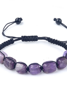 【茜茜珠饰】粉晶虎眼紫水晶编织天然水晶石手链查克拉瑜伽 10色