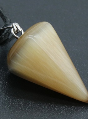 【茜茜珠饰】pyramid Necklace彩色猫眼石六角锥项链吊坠 七色