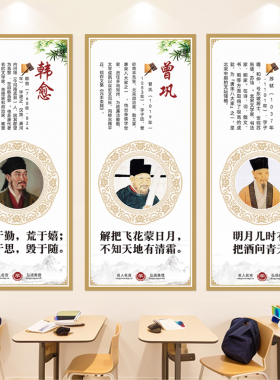 唐宋八大家背景墙贴中式文化墙贴