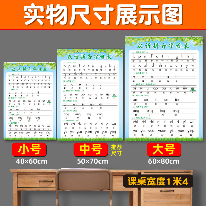 小学生汉语拼音字母表声母韵母九九乘法除法口诀26个英文字母墙贴