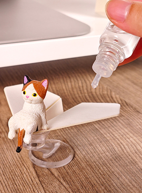 纸飞机猫咪桌面装饰摆件办公显示器饰品工位电脑屏幕稳定情绪神器