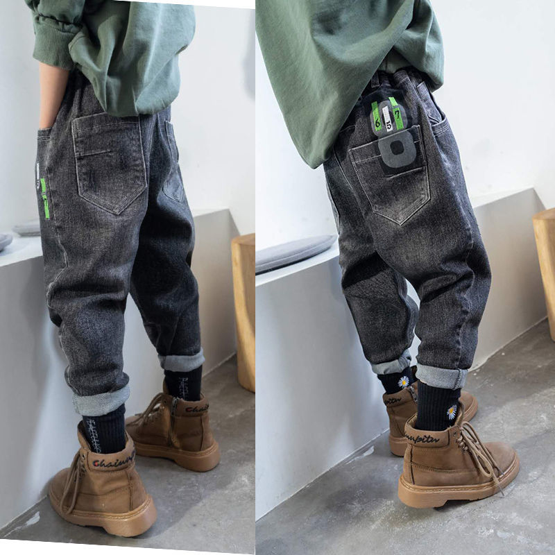 男童牛仔裤新款童装儿童冬季裤子加绒加厚秋冬棉裤大童冬装一体绒 - 图2