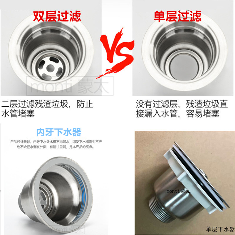 厨房不锈钢水槽下水器304水池提篮洗菜盆下水管配件漏斗过滤器,淘宝优惠券,粉丝福利购,淘宝优惠卷