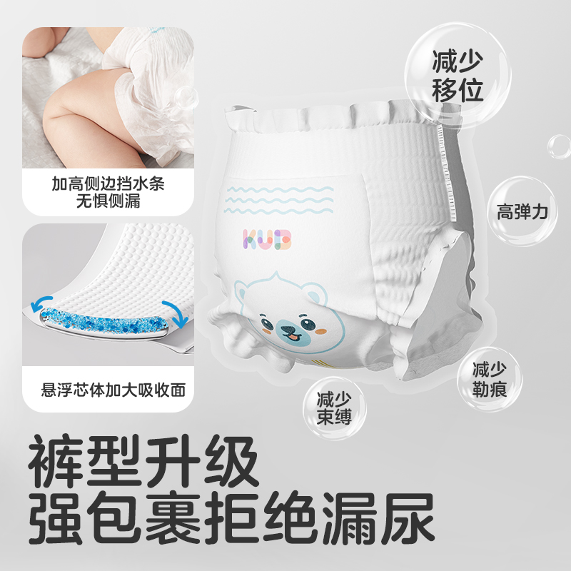 KUB可优比BB熊很柔软拉拉裤非纸尿裤透气超柔尿片尿不湿3包/箱