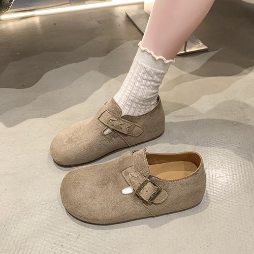 厚底增高全包勃肯鞋女2025春秋季新款一脚蹬女鞋子博肯单鞋豆豆鞋 - 图1