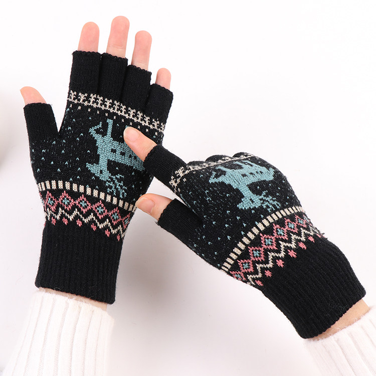 半指手套女冬保暖薄款男士学生写字学习骑行露指毛线可爱卡通针织,淘宝优惠券,粉丝福利购,淘宝优惠卷