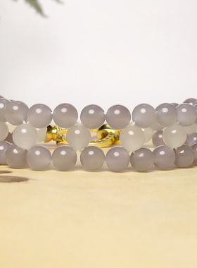 和田玉烟紫圆珠油润手串女款