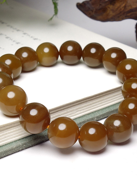 和田玉红糖玉油润圆珠手串