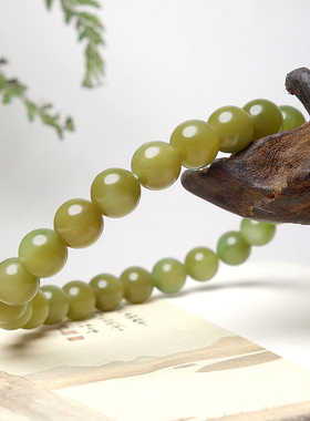 收藏级且末黑羊洞和田玉圆珠手串