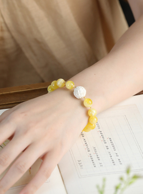 天然蜜蜡手串女手工串珠