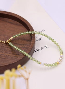 天然绿橄榄手链手工串珠