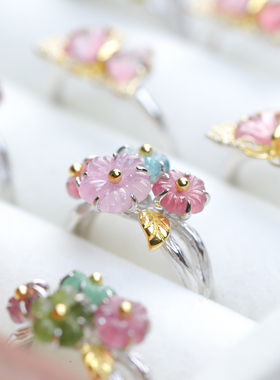 天然碧玺戒指女款小众设计925银