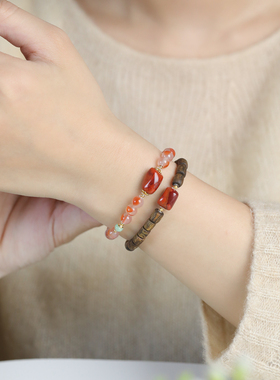 天然冰飘南红手串女国风小众设计